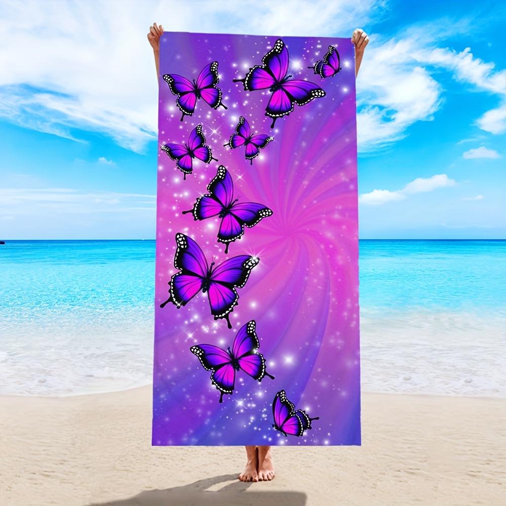

Purple Butterfly Dream Beach Towel, Ethereal Nature Art Quick-Dry Sand-Free Microfiber Bath Towel for Yoga, Swimming and Camping W40*H60(CM)