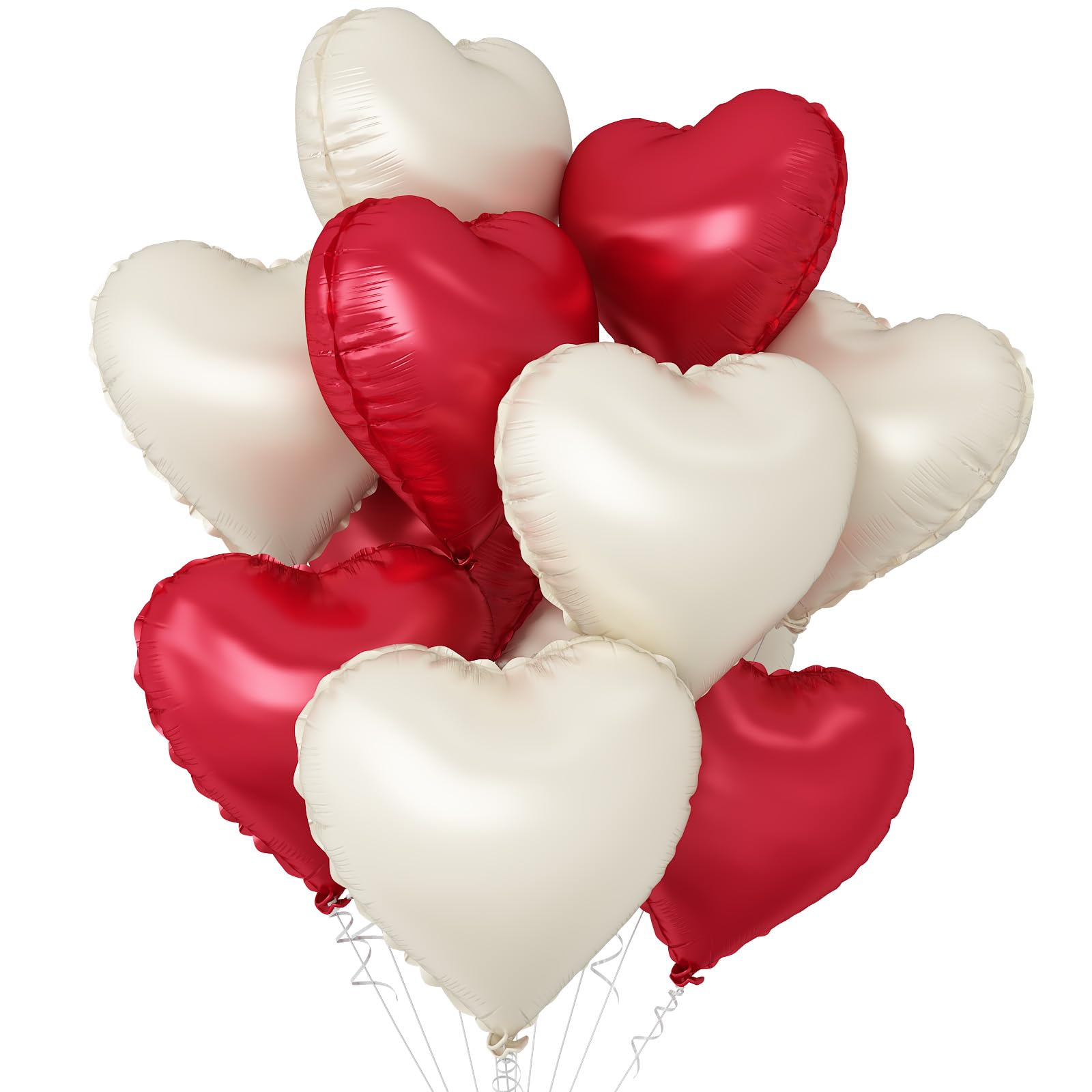 

BTZO Heart-Shaped Balloon Set 10 Pieces 18 Inches Aluminum Assorted Red Cream Valentine s Day Wedding Birthday Proposal Decoration