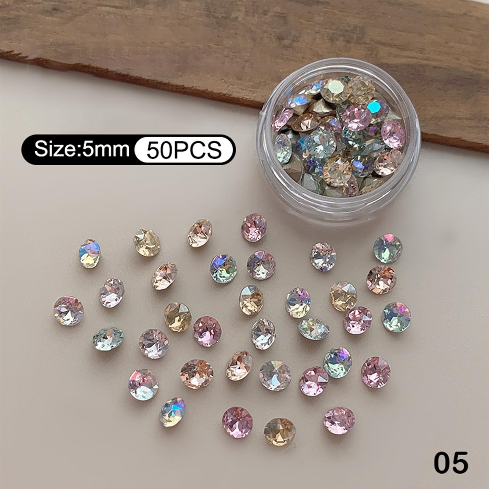 

50/100 Pcs Shiny Nail Art Colorful 3D Pointed Bottom Diamond Nail Charms Gemstones For Diy Decoration