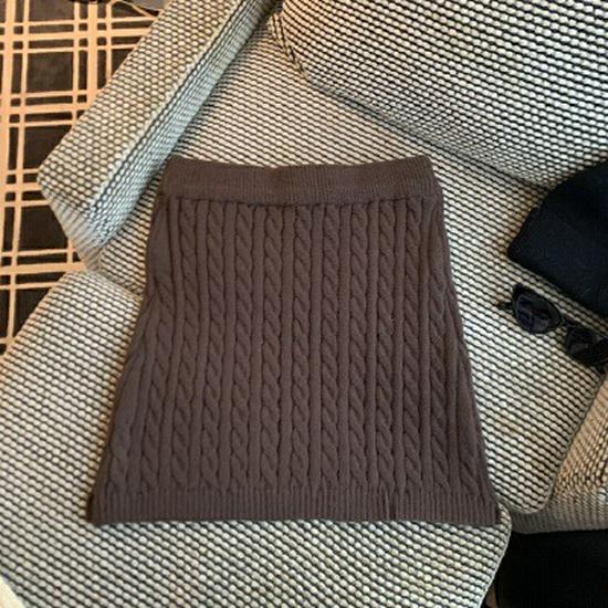 Women s High Waist A-Line Cable Knit Skirt - Retro Spicy Girl Collection One Size кофейный