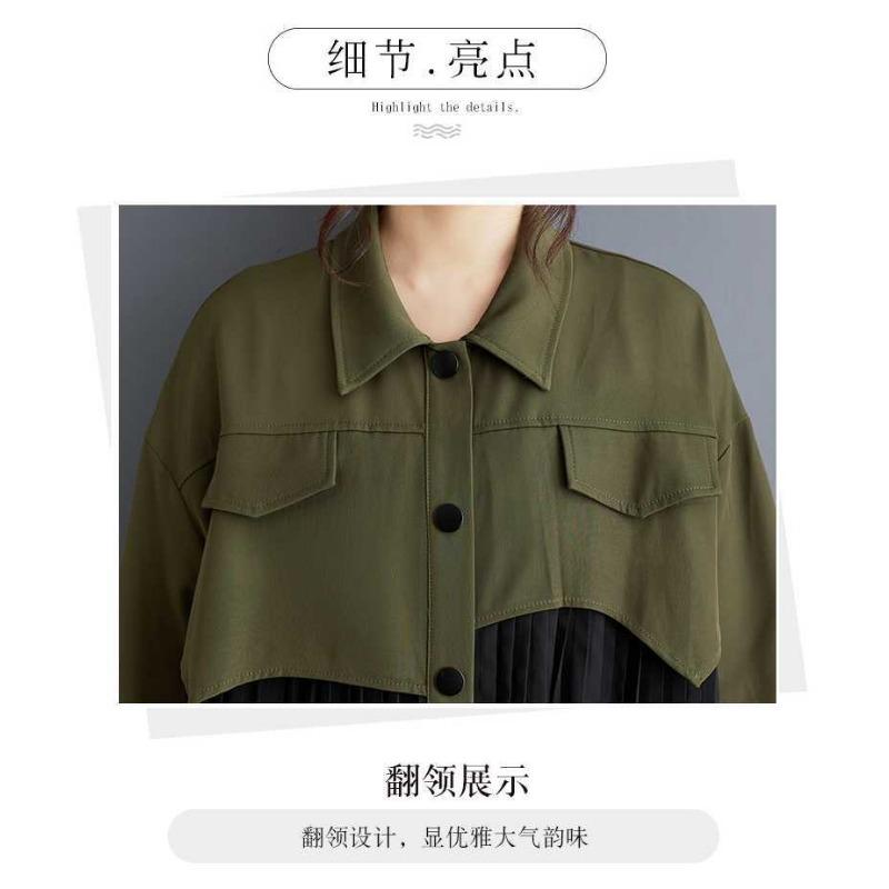 Niche Long Sleeve Loose Patchwork Pleated Dress