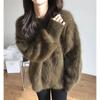 Women Autumn Winter Thick Mink Velvet Knitted Tops Female Round Neck Loose Pullover Ladies Solid Color Sweaters Tops