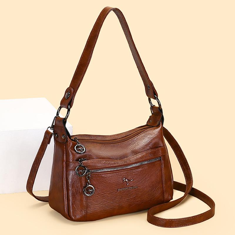 

Сумка через плече, Сумка для жінки середнього віку, Високоякісна, Багатошарова, Велика місткість, Сумка через плече коричневий