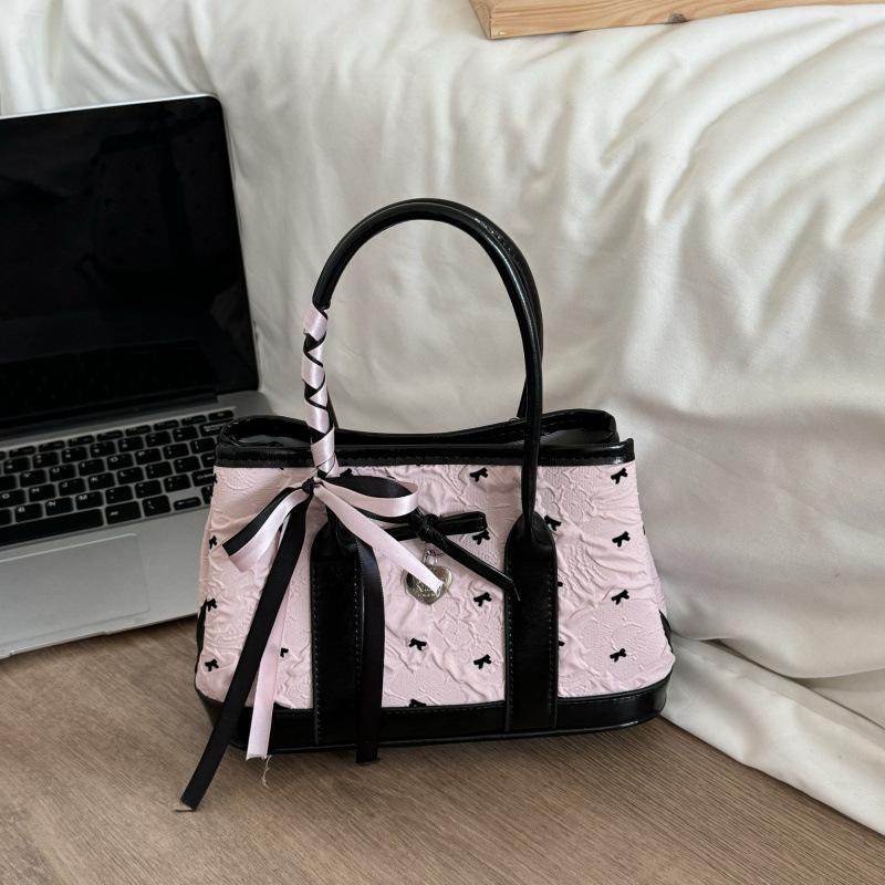 

New portable bucket bag women s summer color contrasting splicing texture versatile simple shoulder messenger bag розовый