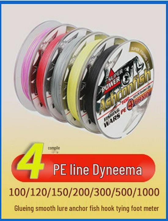 Dyneema 4-fach geflochtene PE-Angelschnur, 300m - Ideal für Meeres-, Fels- und Spinnrollenangeln.