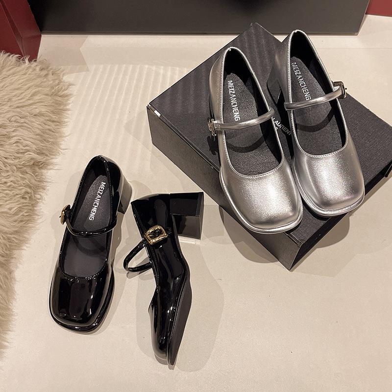 Fashion Women's Shoes French Temperament Medium Heels Single Shoe Luxury Banquet Party Shoes Mary Janes Shoes Fashion Square Head Pumps