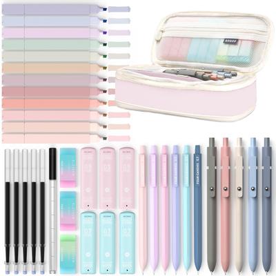 Four Candies Stationery Pencil Highlighter Ballpoint Mechanical Pencil School Supplies Student School Entrance Pink Set, Case, Pen, Pen, 0.5 &