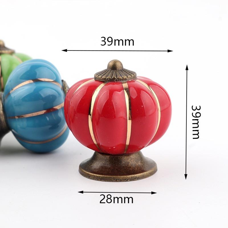 Vintage Furniture Handle Door Knobs Furniture Drawer Cupboard Kitchen Pull Handle Pumpkin Ceramic Cabinet Handles Retro Hardware