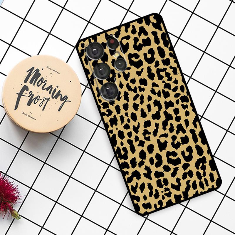 Tan Leopard Case For Samsung Galaxy S25 Ultra S20 S21 S22 S23 S24 Ultra S9 S10 Plus S25 FE Phone Cover