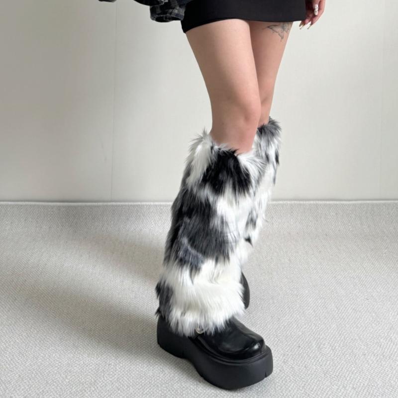 Faux Furs Leg Warmers for Women Thermal Plush Boot Covers Toppers Cuffs for Winter Fashion and Party Costumes Streetwear