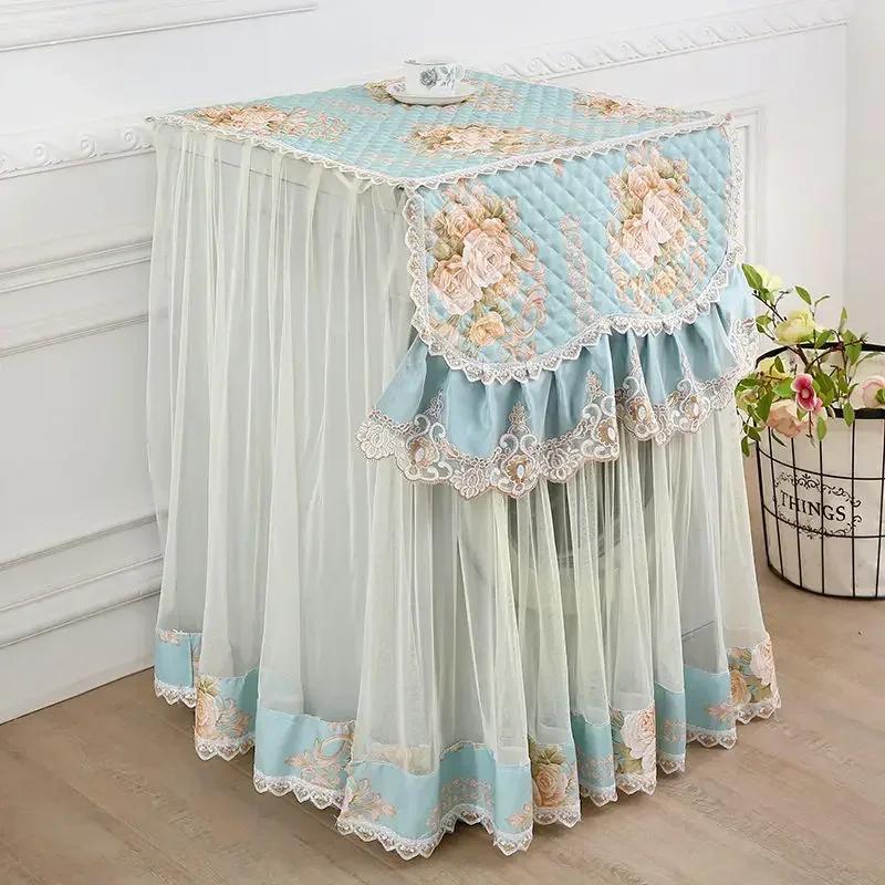 

Чохол для пральної машини Універсальний чохол для пральної машини з роликом та хвильовим колесом Зверху відкривається Пилозахисний мереживний чохол для пральної машини Top door 55x55x85cm