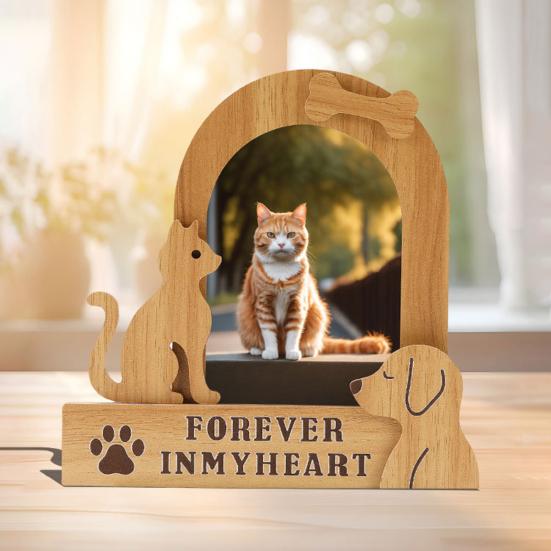 Hund Katzen Gedenk-Bilderrahmen Vintage Holz Tischplatten-Foto-Rahmen Beileidsgeschenke für den Verlust eines geliebten Haustiers