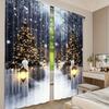 Christmas Snow Scene Printed Pole Bag Curtains Bedroom Living Room Decoration Home Curtain Set Of 2 Made Polyester Washable Ready