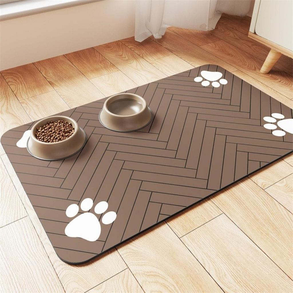 50*80 Quick Drying Diatomaceous Earth Pet Feeding Mat - Splash Proof, Absorbent, Easy To Clean, Suitable for Dogs and Cats, Washable