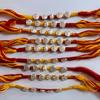 925 Sterling Silver MAULI KALAWA Rakhi Bracelet with Hindu Charms Ganesha Aum Om, Religious Pooja, God's Worship, Weddings, Ceremonies