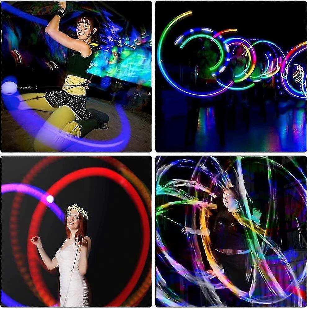 Led Poi Balls, Set Of 2 Led Poi Juggling Balls With Rainbow Colours And Strobe Effect, Led Glow Poi Set For Beginners And Professionals