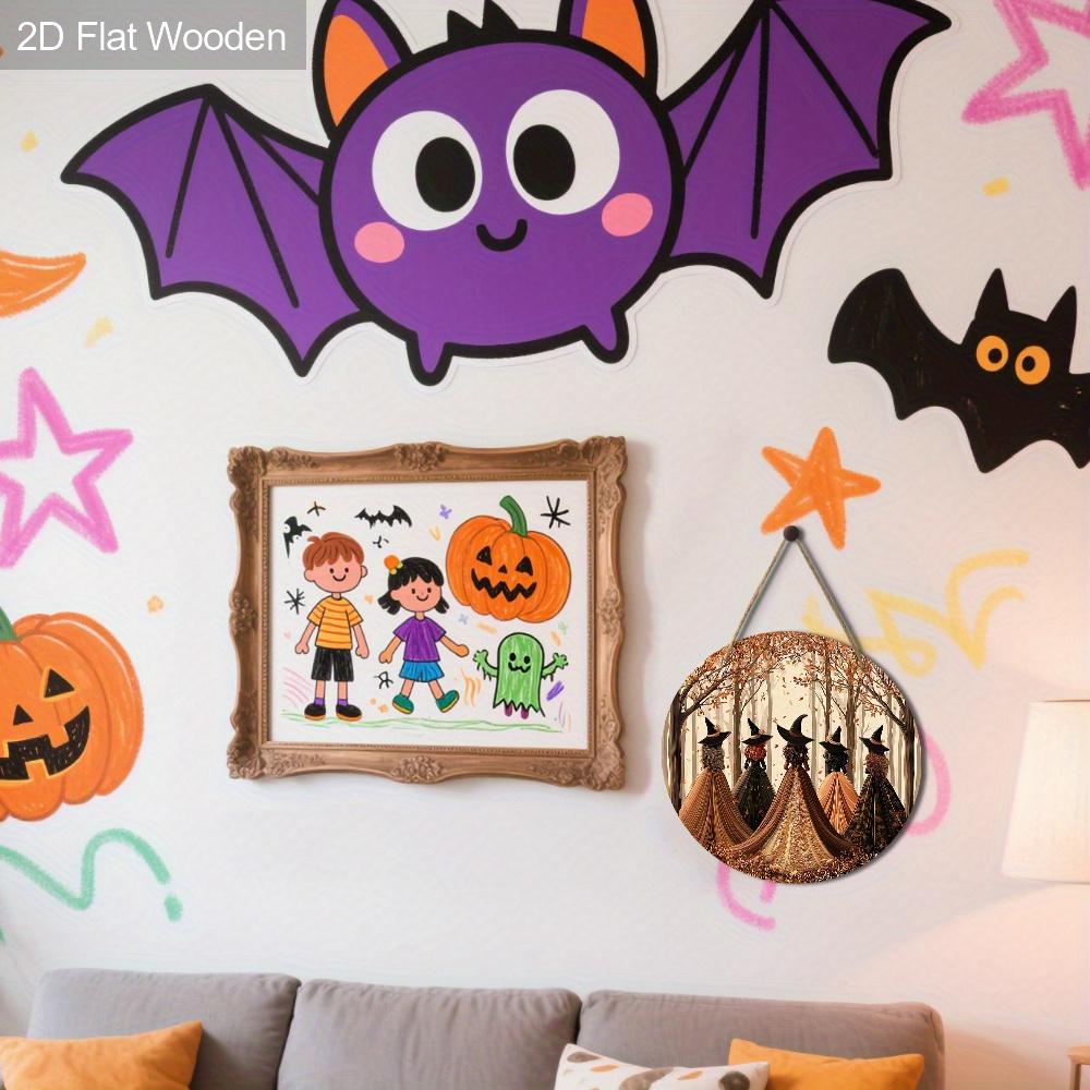 Halloween Wooden Sign with Witches Pattern Design - Charming Decorative Sign and Plaques - Ideal Front Door Decor - Halloween Decor