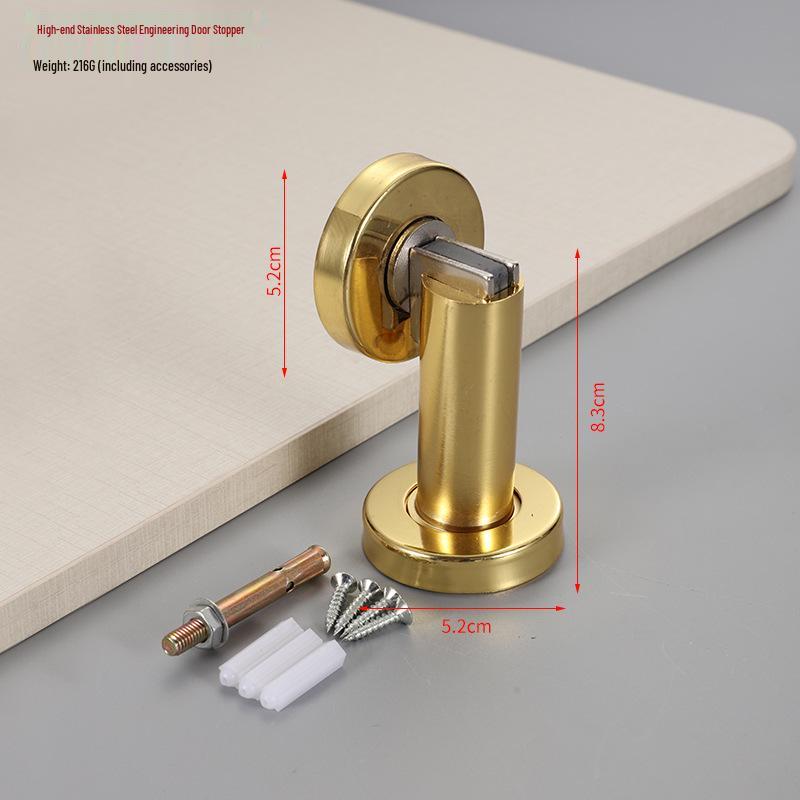 304 Stainless Steel Magnetic Door Stopper – Thickened Anti-Collision Design, High-Grade Black Wall Suction for Room