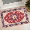 1pc Flannel Mat Persian Vintage Floral Pattern Entrance Door Mat Bedroom Living Room Absorbent Non-Slip Decorative Carpet Red Ethnic Style Mat