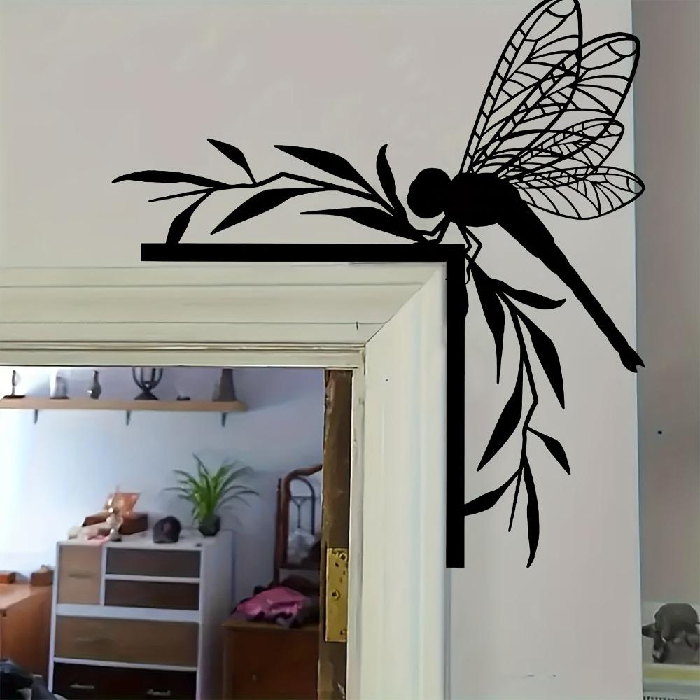 Vintage Wrought Iron Door Corner Dragonfly Topper Rustic Home Accent Ornament Gift for Insect Lovers House Decoration