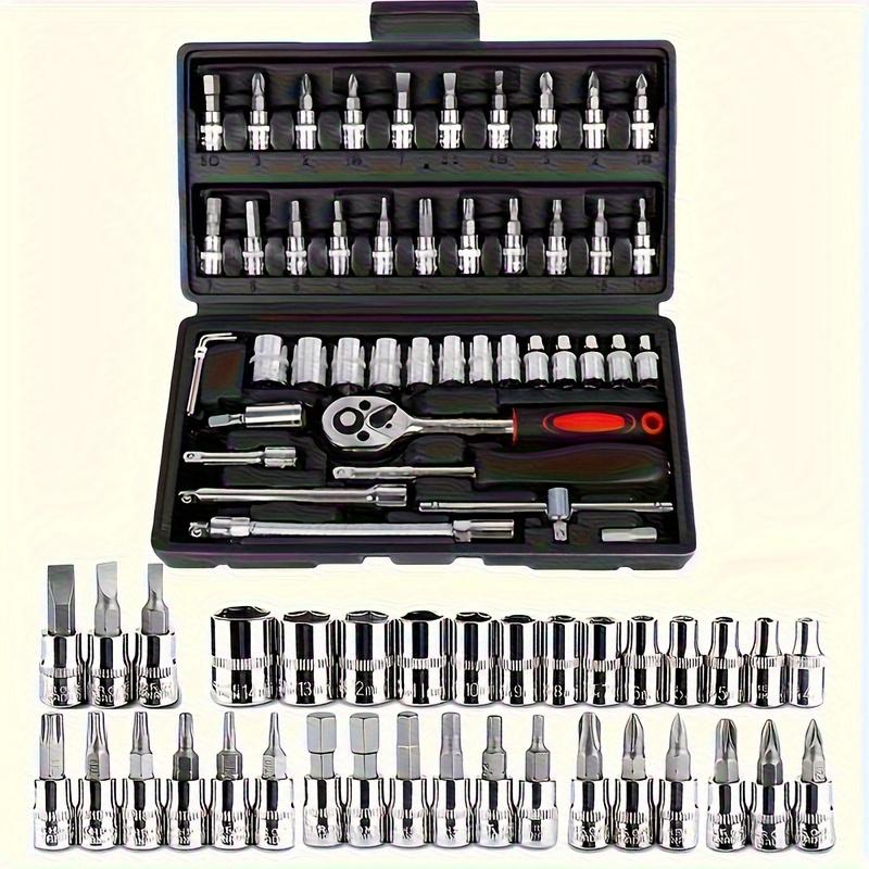Professional Car & Motorcycle Repair Tool Kit-150-Piece Multi-Purpose Set with Ratchet Sockets, Allen Wrenches&Storage Box, Ideal for DIY Mechanics