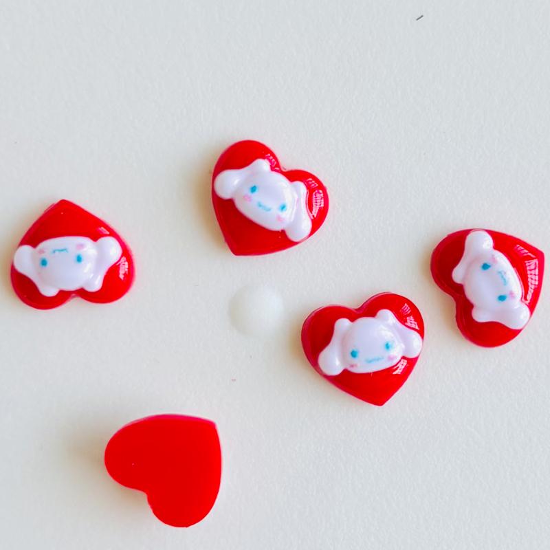 60 Pieces Of Mixed Resin Cartoon Sanrio Red Peach Heart Animal Head Rhinestone For Nail Art 3D Decoration Jewelry A42