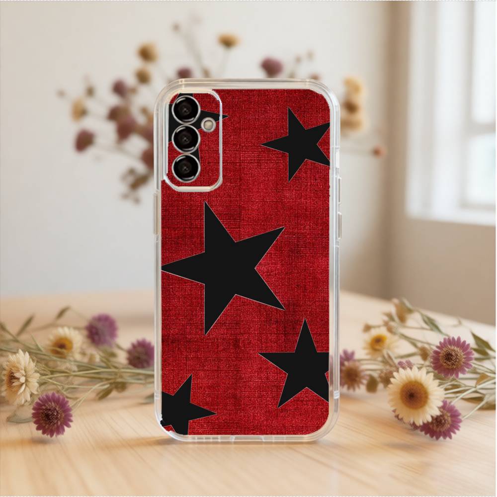 Ins Korea Red Stars Phone Case For SamsungA10,12,20,21S,30,31,40,50,51,52,70,71 Transparent Cover
