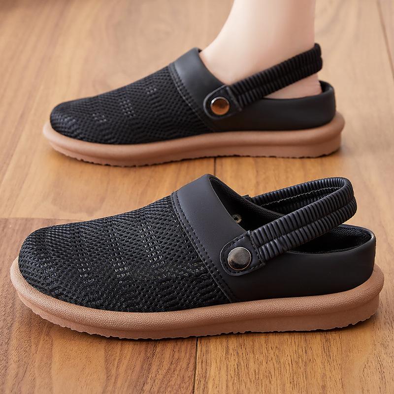 Shoes Women's Japanese simple bag head slippers anti-drop heel lazy casual half-care sandals solid color versatile mesh shoes single shoes