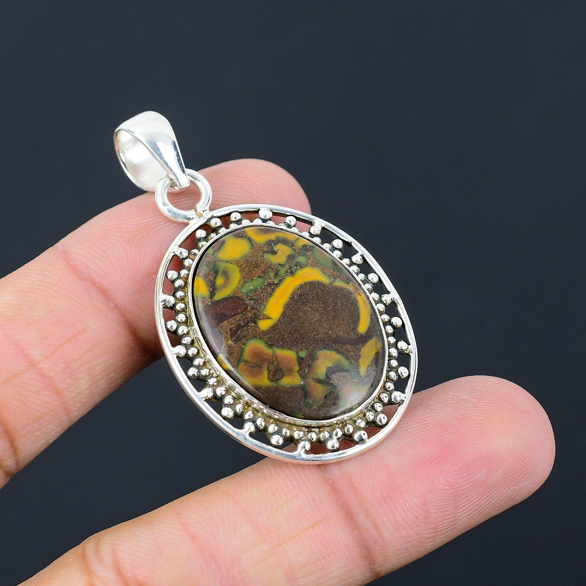 Gift For Her 925 Sterling Silver Natural Fruit Jasper Gemstone Jewelry Pendant