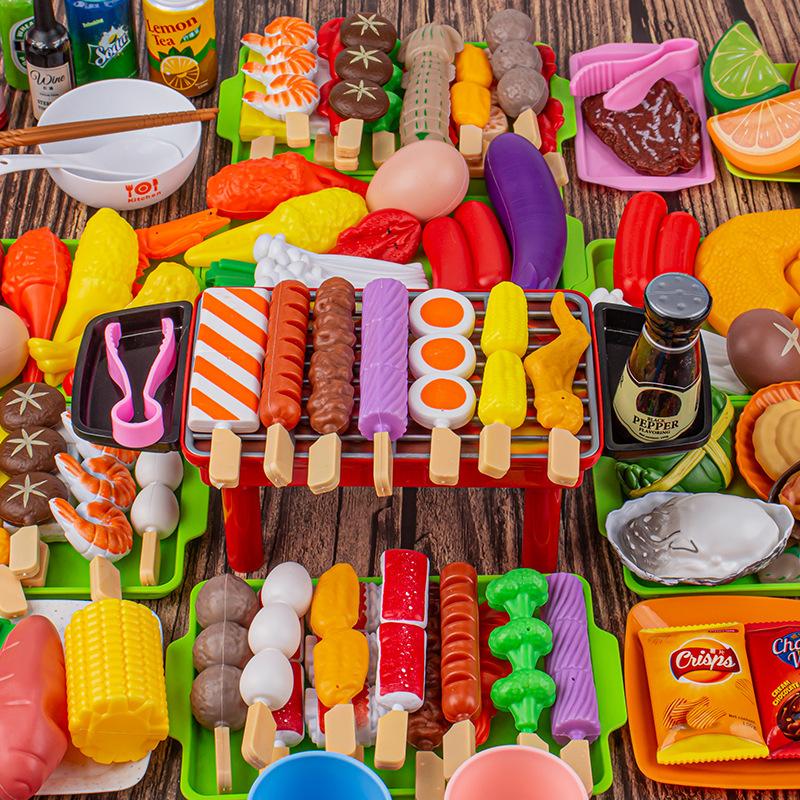 Bambini fingono di giocare a cucina giocattoli simulazione cibo barbecue giocattoli da cucina bambini educativi casa gioco giocattoli interattivi per ragazza