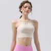 Summer Pleated Halter Sports Yoga Tank Top with Beautiful Back