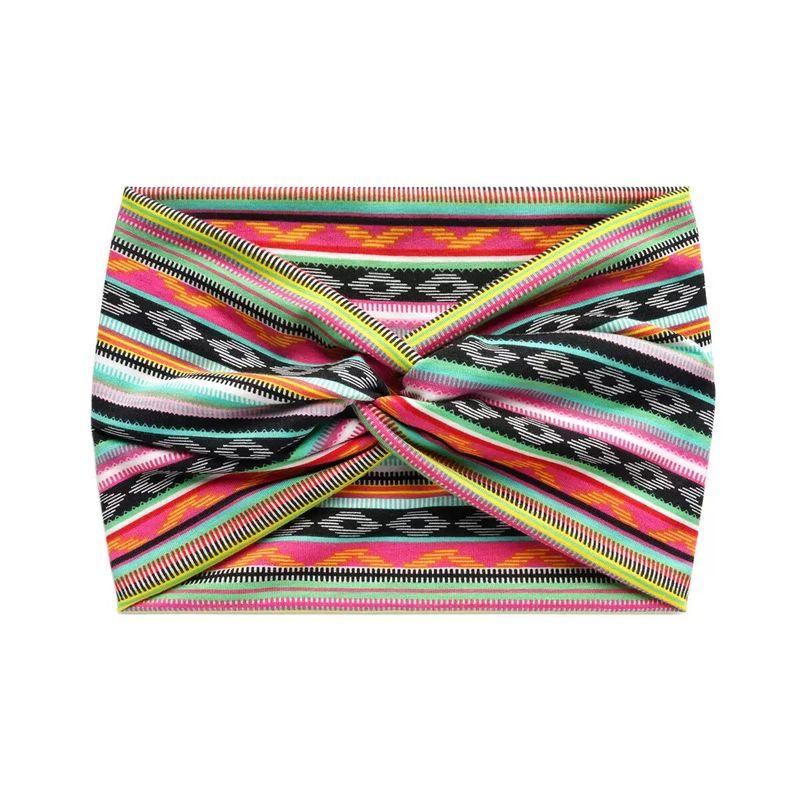 European and American Bohemian Elastic Cross Headband with Paisley Pattern and Knotted Design
