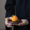 Kreativer Keramik Orangen Räucherstäbchenhalter Kreativer Räucherbrenner Holz Räucherstäbchenplatte Aschefänger Buddhismus Zubehör Heimdeko
