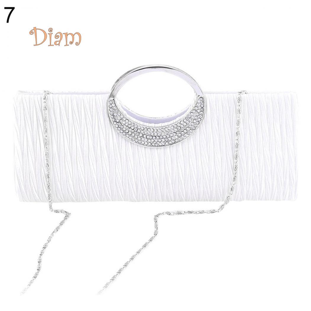 GQ Женская роскошная атласная плиссированная вечерняя сумка со стразами, вечерняя сумочка-клатч One Size белый