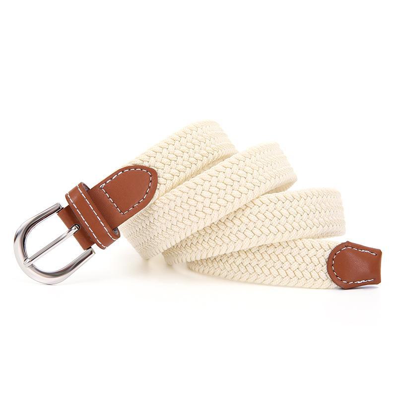 Women's Solid Color Elastic Canvas Belt with Pin Buckle