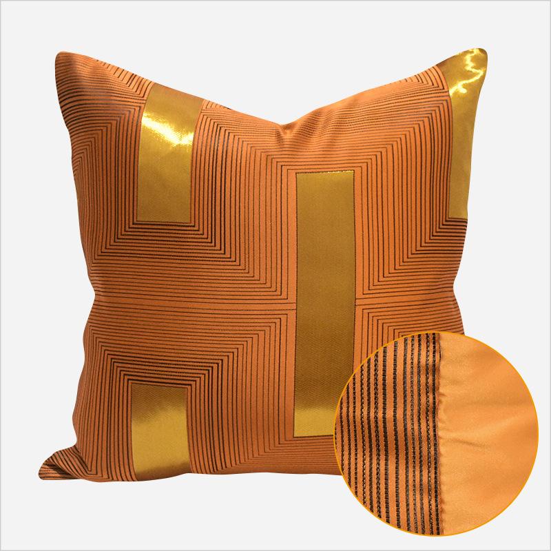 Универсальная светлая четырехсезонная роскошная подушка в полоску черного и золотого цвета современная простая квадратная подушка для дивана для гостиной 4545 оранжевый 1643₽