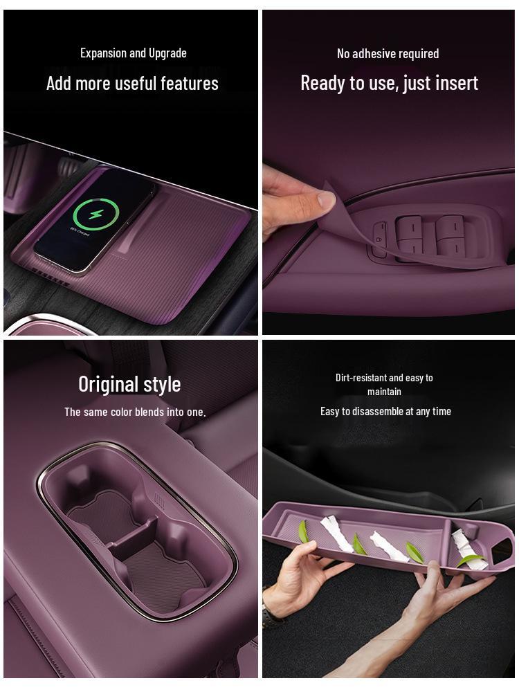 Protection Porte-Gobelet d'Eau pour Console Xiaomi YU7 - Ensemble d'Accessoires de Voiture en Silicone Antidérapant et Imperméable 5 Pièces