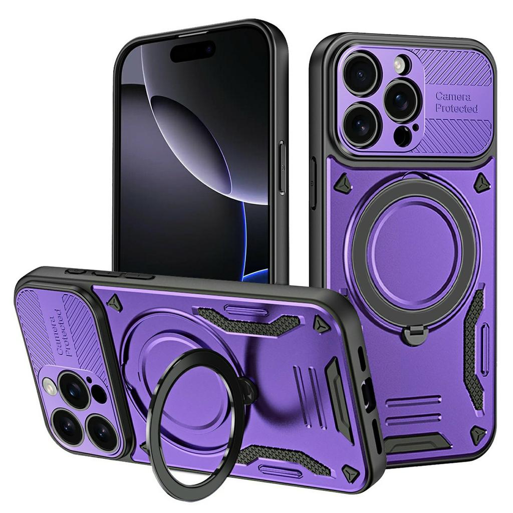 For iPhone 16 Pro Max Case Compatible with MagSafe Shockproof TPU + PC Phone Back Cover with Kickstand