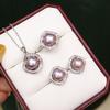 Elegant 8-9mm Freshwater Pearl Necklace, Silver Stud Earrings, and Ring Set for Women