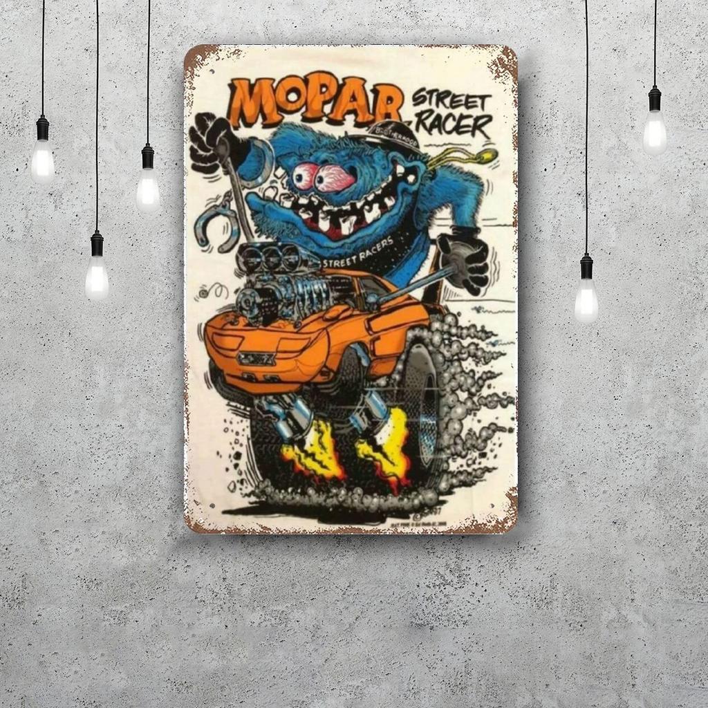 Rat Fink Vintage Metal Tin Signs Posters Decor Retro Metal Plaque Wall Art Decor for Garage Bar