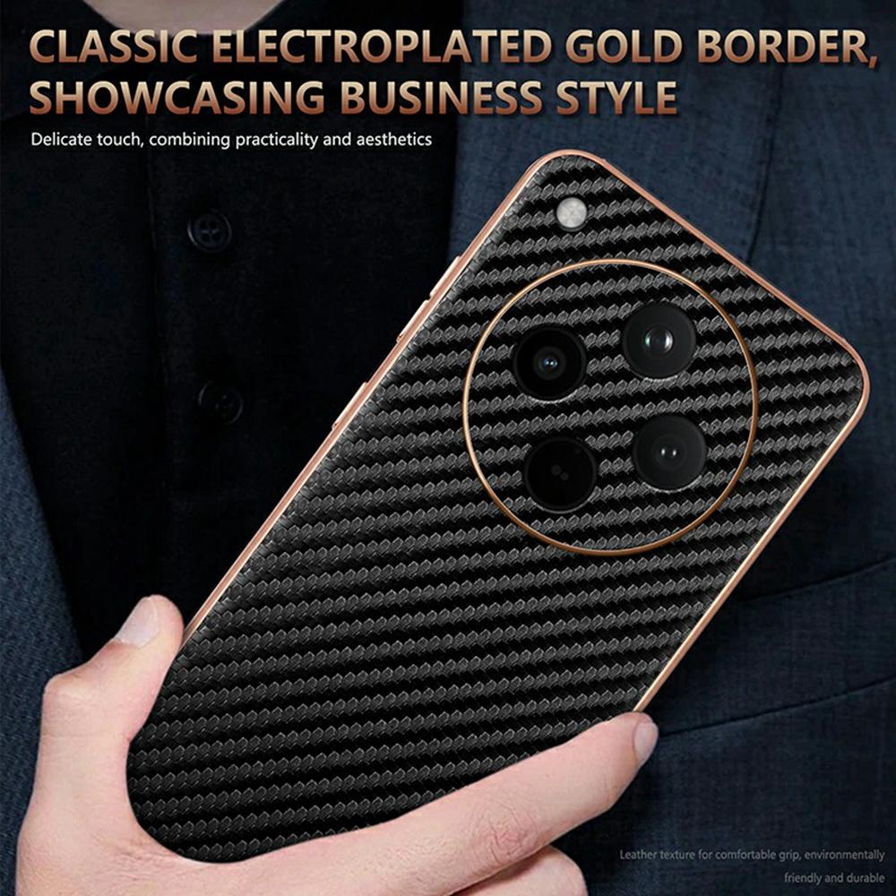 AZNS For Oppo Find X8s+ 5G Case Electroplating Carbon Fiber Texture PU + TPU Phone Cover