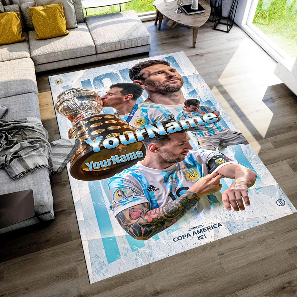 Messi Customize Your Name Carpet Design for Bedrooms Decorate room Outdoor Game Room Antislip Carpet Anime Office Decor Wedding Party Gift