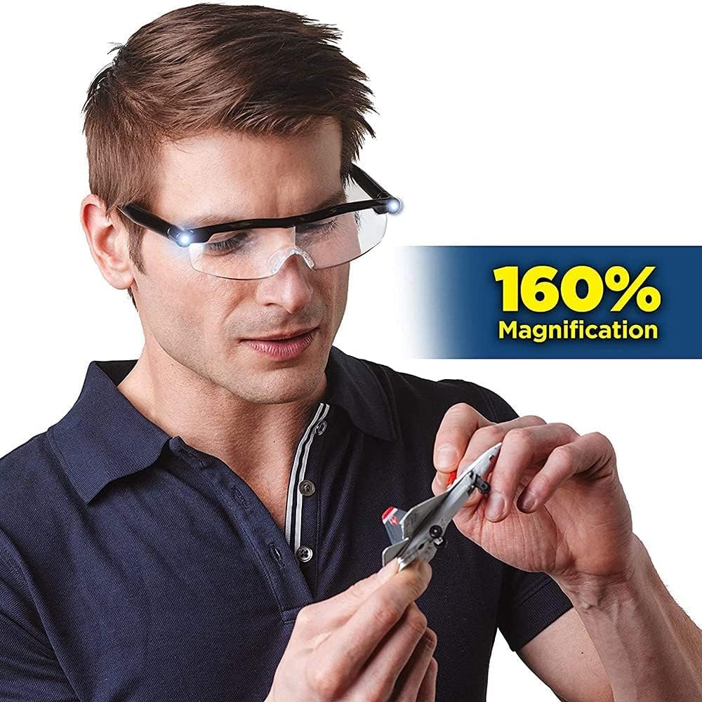 Max Glasses, Magnifying Glass for Reading 160%,Rechargeable and Hands Free Magnifying Glasses for Crafts, Jewelers, Reading, Painting, Hobbies, 2Pcs