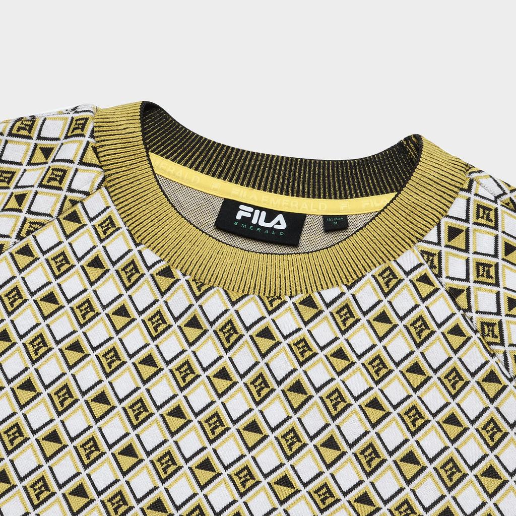 Fila Emerald Checkered Crew Neck Casual Pullover Sweatshirt Women Sweatshirt F11W414201F-ZA