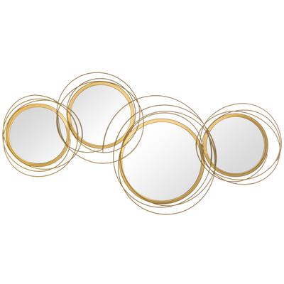 Metalen Wandkunst 56cm Moderne Decoratieve Spiegel Decoratie voor Woonkamer Slaapkamer Eetkamer, Goud
