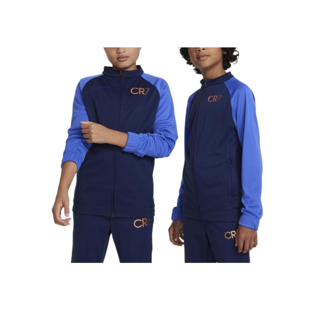 Nike Casual Sports Suit Color Block Letter Print Zipper Midnight Blue Kids suit DV3120-410