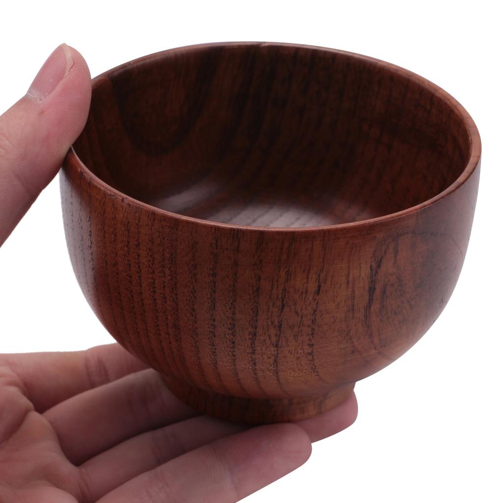 ABBY-Wooden Bowls Wooden Soup Bowl Healthy Food Container Vintage Dinner Tableware Kitchen Accessories