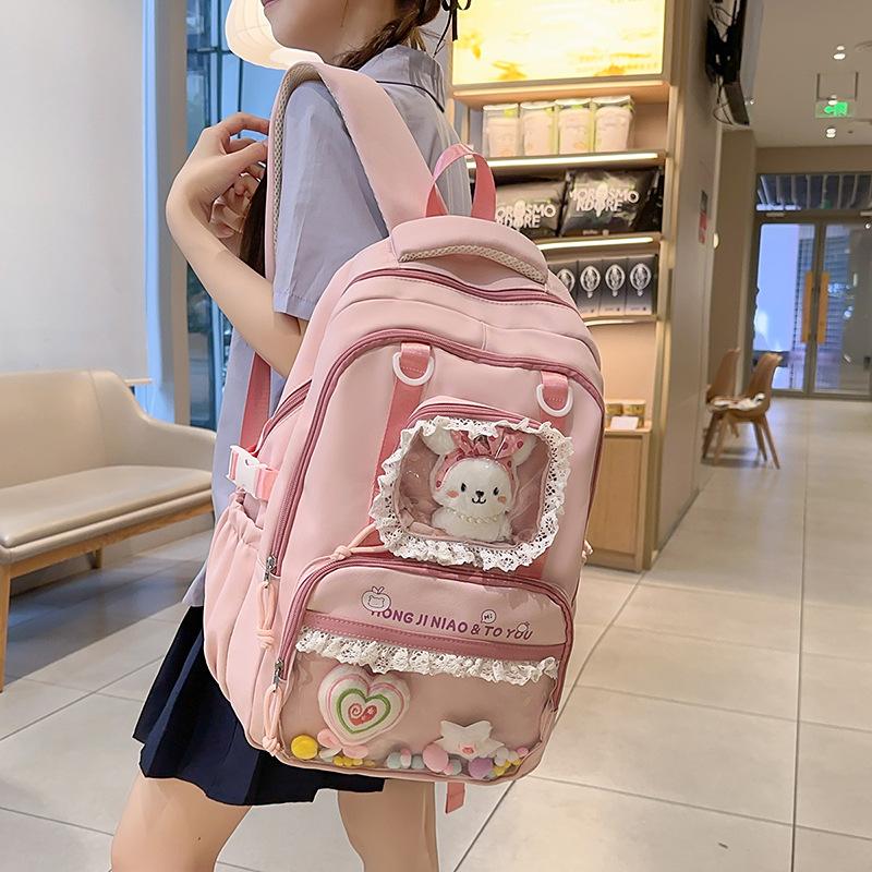 Schoolbag Unisex Kids Pink High-Value Backpack For Women, Pain Baosen, Cute For Women, High School Students, Large-Capacity Backpack