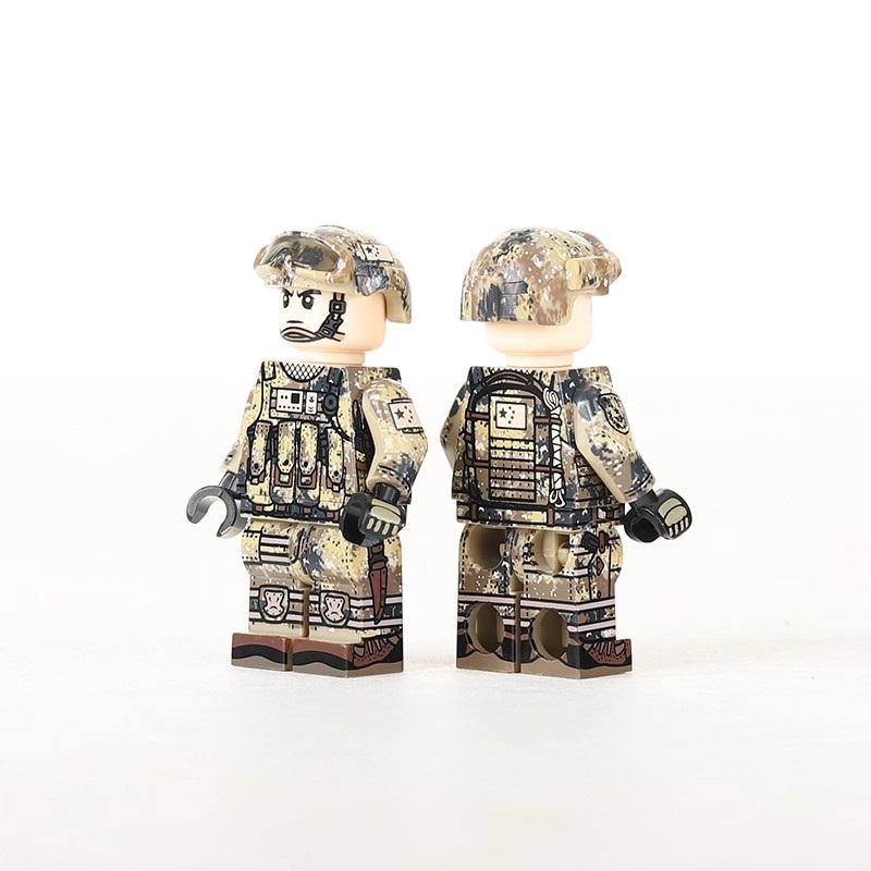 Advanced Printing China Desert Army Special Forces MOC Mini Figures Accessories Vests Helmet Military Building Blocks Toy
