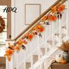 Fall Harvest Decorations 180cm Artificial Vine Hanging Door Wreath with Pumpkins Berries Maple Leaves Indoor
